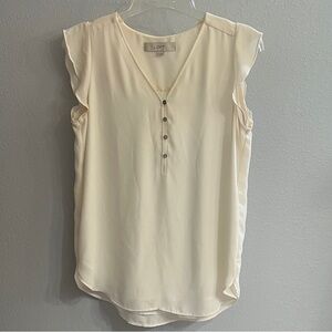 LOFT Ivory Cap Sleeve Blouse